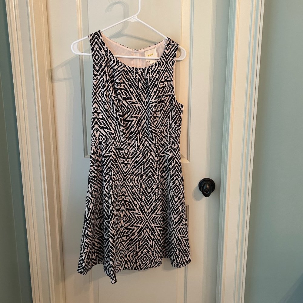 Maeve black and cream fit and flare sleeveless dress